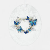 Sieraden Hart met Vlinders Morpho Metalen Ornament (Achterkant)