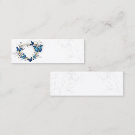 Sieraden Hart met Vlinders Morpho Mini Visitekaartje (Voorkant / Achterkant)