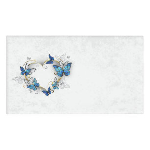 Sieraden Hart met Vlinders Morpho Naambadge