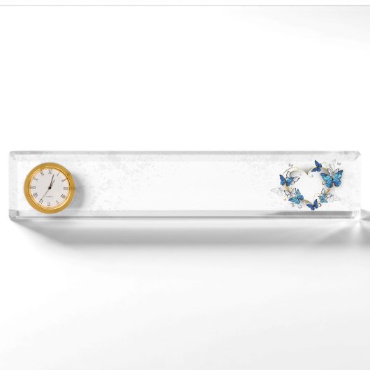 Sieraden Hart met Vlinders Morpho Naambordje (Voorkant)