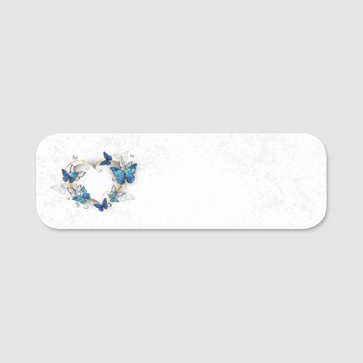 Sieraden Hart met Vlinders Morpho Naamplaatje (Voorkant)