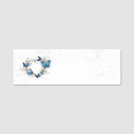 Sieraden Hart met Vlinders Morpho Naamplaatje (Voorkant)