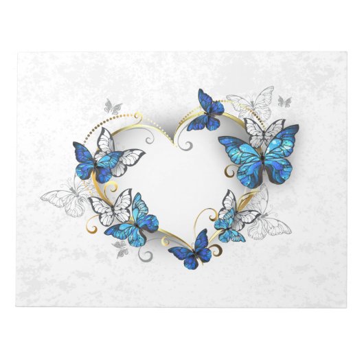 Sieraden Hart met Vlinders Morpho Notitieblok (Voorkant)