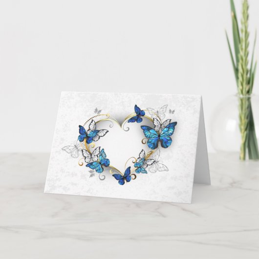 Sieraden Hart met Vlinders Morpho Notitiekaartje (Voorkant)