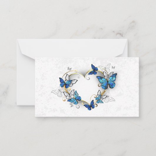 Sieraden Hart met Vlinders Morpho Notitiekaartje (Voorkant)