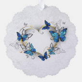 Sieraden Hart met Vlinders Morpho Ornament Kaart (Achterkant)