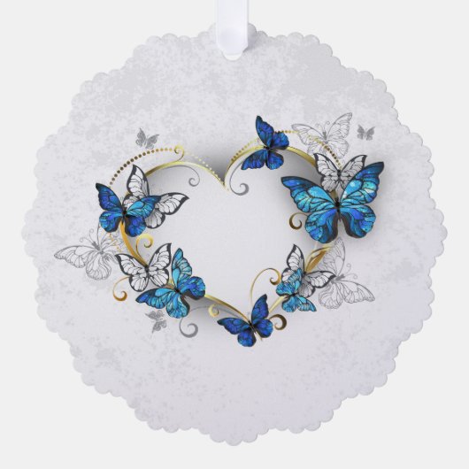 Sieraden Hart met Vlinders Morpho Ornament Kaart (Voorkant)