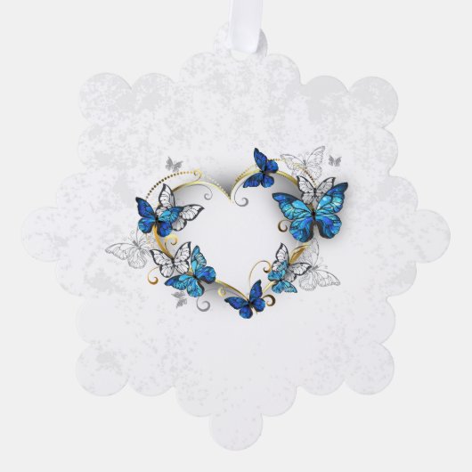 Sieraden Hart met Vlinders Morpho Ornament Kaart (Voorkant)