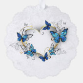 Sieraden Hart met Vlinders Morpho Ornament Kaart (Achterkant)