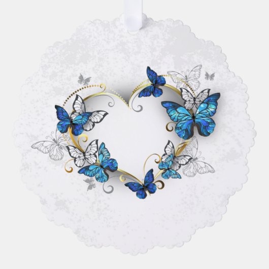 Sieraden Hart met Vlinders Morpho Ornament Kaart (Voorkant)