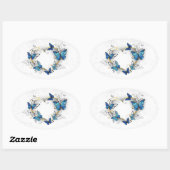 Sieraden Hart met Vlinders Morpho Ovale Sticker (Vel)