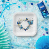 Sieraden Hart met Vlinders Morpho Papieren Bordje (Feest)