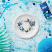 Sieraden Hart met Vlinders Morpho Papieren Bordje (Feest)