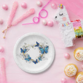 Sieraden Hart met Vlinders Morpho Papieren Bordje (Feest)