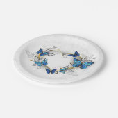 Sieraden Hart met Vlinders Morpho Papieren Bordje (Gekanteld)