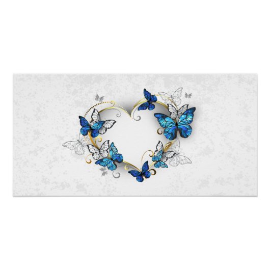Sieraden Hart met Vlinders Morpho Perfect Poster (Voorkant)