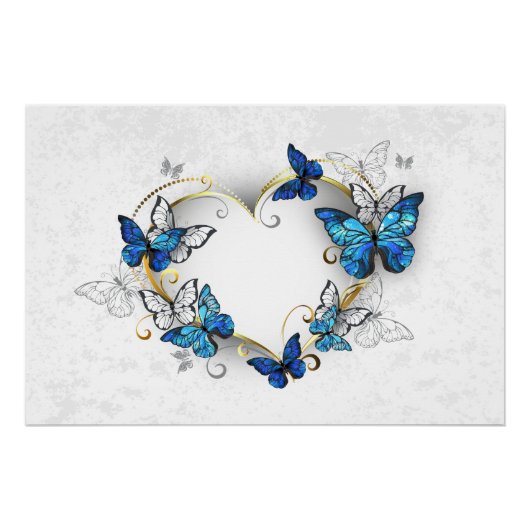 Sieraden Hart met Vlinders Morpho Perfect Poster (Voorkant)