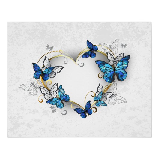 Sieraden Hart met Vlinders Morpho Perfect Poster (Voorkant)