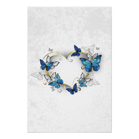 Sieraden Hart met Vlinders Morpho Perfect Poster (Voorkant)