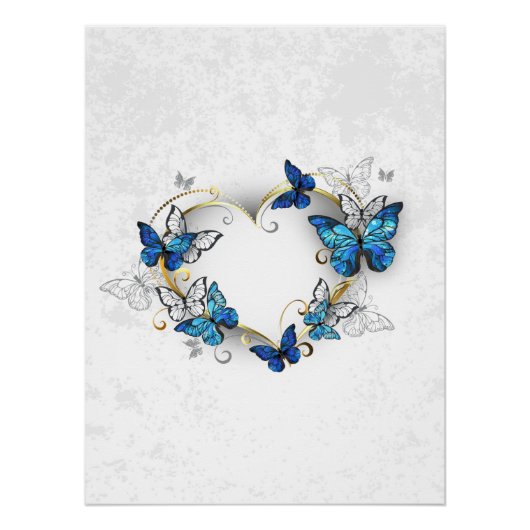 Sieraden Hart met Vlinders Morpho Perfect Poster (Voorkant)