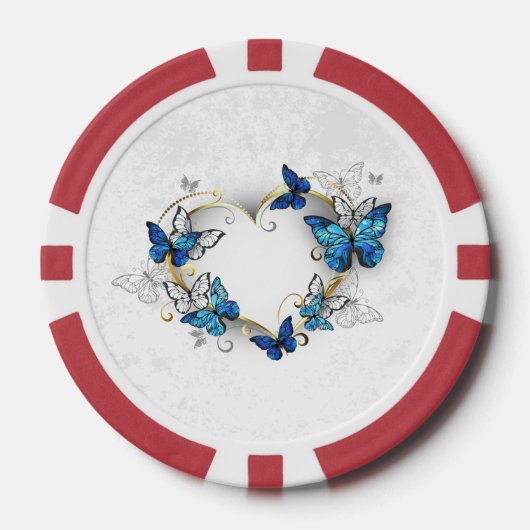 Sieraden Hart met Vlinders Morpho Poker Chips (Voorkant)