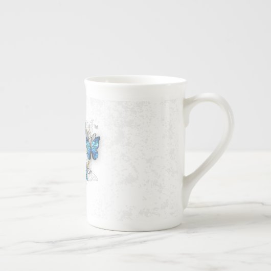 Sieraden Hart met Vlinders Morpho Porselein Kop (Rechts)