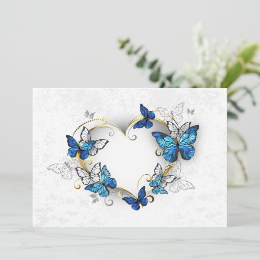 Sieraden Hart met Vlinders Morpho Programmakaart (Staand voorkant)