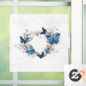 Sieraden Hart met Vlinders Morpho Raamsticker (Huis)