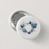 Sieraden Hart met Vlinders Morpho Ronde Button 3,2 Cm (Voorkant /achterkant)