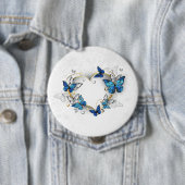 Sieraden Hart met Vlinders Morpho Ronde Button 4,0 Cm (In situ)