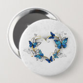 Sieraden Hart met Vlinders Morpho Ronde Button 4,0 Cm (Voorkant /achterkant)