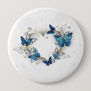 Sieraden Hart met Vlinders Morpho Ronde Button 4,0 Cm