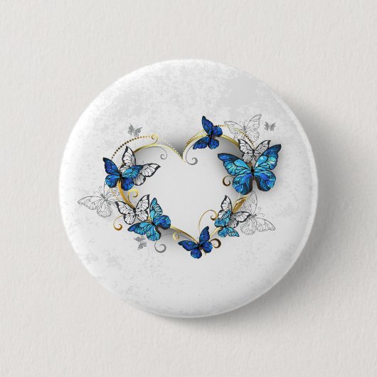 Sieraden Hart met Vlinders Morpho Ronde Button 5,7 Cm (Voorkant)