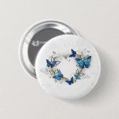 Sieraden Hart met Vlinders Morpho Ronde Button 5,7 Cm (Voorkant /achterkant)