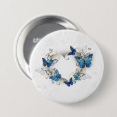 Sieraden Hart met Vlinders Morpho Ronde Button 7,6 Cm (Voorkant /achterkant)