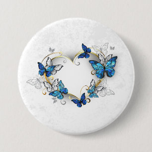 Sieraden Hart met Vlinders Morpho Ronde Button 7,6 Cm
