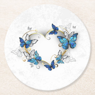 Sieraden Hart met Vlinders Morpho Ronde Kartonnen Onderzetter