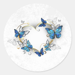 Sieraden Hart met Vlinders Morpho Ronde Sticker