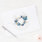 Sieraden Hart met Vlinders Morpho Ronde Sticker (Envelop)