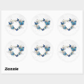 Sieraden Hart met Vlinders Morpho Ronde Sticker (Vel)