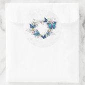 Sieraden Hart met Vlinders Morpho Ronde Sticker (Tas)