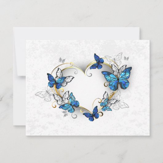 Sieraden Hart met Vlinders Morpho RSVP Kaartje (Voorkant)