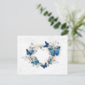 Sieraden Hart met Vlinders Morpho RSVP Kaartje (Staand voorkant)