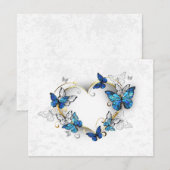 Sieraden Hart met Vlinders Morpho RSVP Kaartje (Voorkant / Achterkant)
