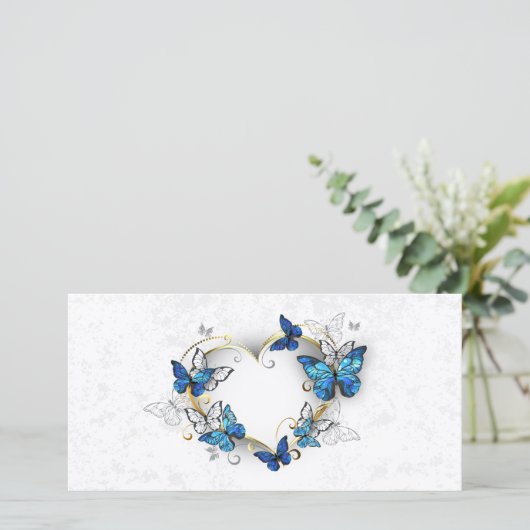 Sieraden Hart met Vlinders Morpho Save The Date (Staand voorkant)