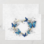 Sieraden Hart met Vlinders Morpho Save The Date (Voorkant / Achterkant)