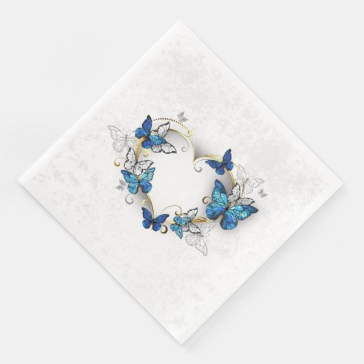 Sieraden Hart met Vlinders Morpho Servet (Hoek)