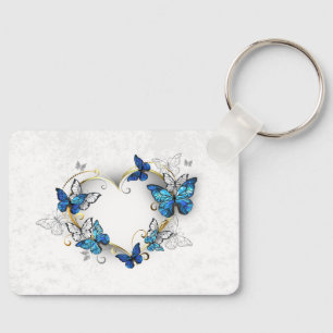 Sieraden Hart met Vlinders Morpho Sleutelhanger