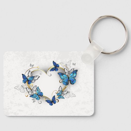 Sieraden Hart met Vlinders Morpho Sleutelhanger (Voorkant)