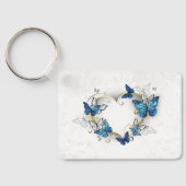 Sieraden Hart met Vlinders Morpho Sleutelhanger (Achterkant)